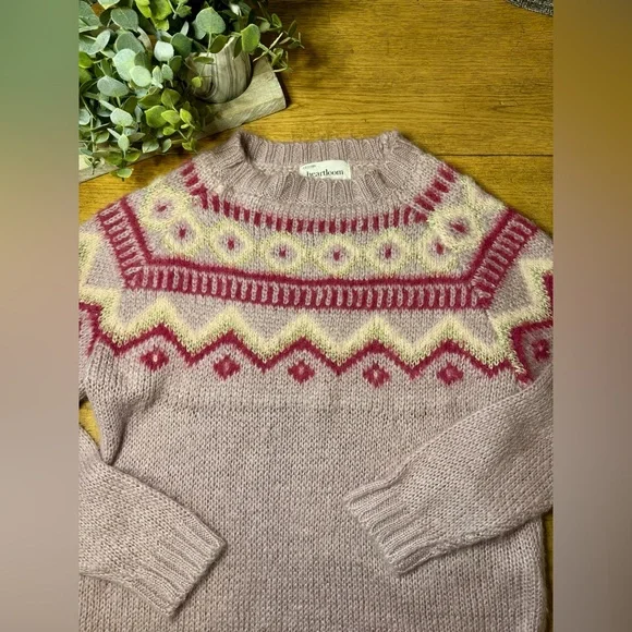 Anthropologie Heartloom Maya Fair Isle Sweater Purple & Pink Size Small - Picture 4 of 5